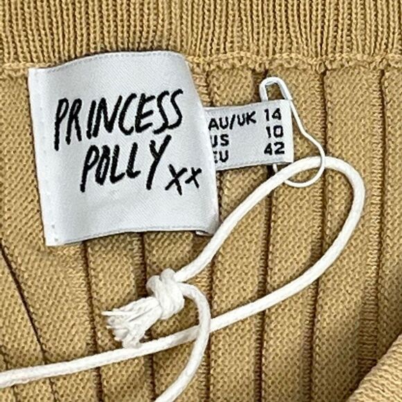 Princess Polly tan ribbed knit form fitting maxi skirt size 10 - Picture 7 of 16